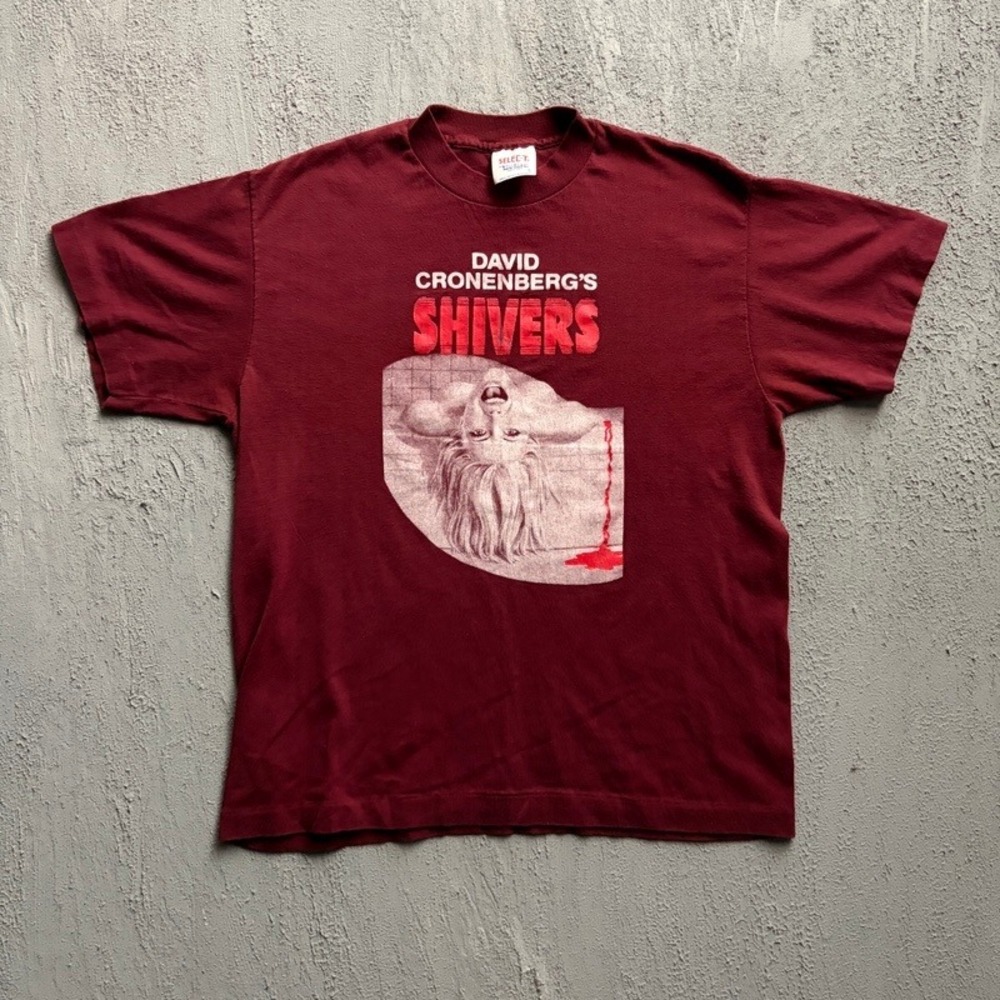 Vintage Shivers Shirt Large Red 1980s Horror David Cronenberg Movie Promo